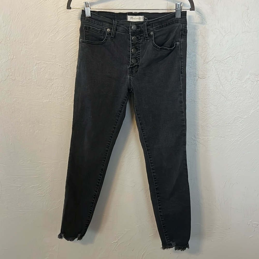 Madewell 9" Mid-Rise Skinny Jeans in Berkeley Black: Button-Through Size 28P